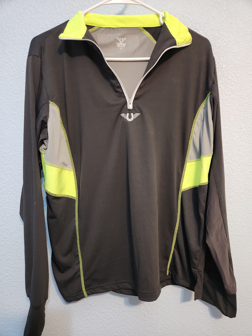TUFF RIDER Charcoal & Neon Yellow Performance Quarter-Zip Sunshirt